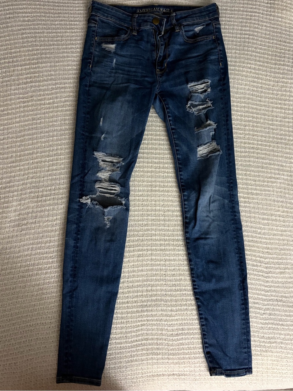American Eagle Outfitters Dark Indigo Distressed Skinny Jeans